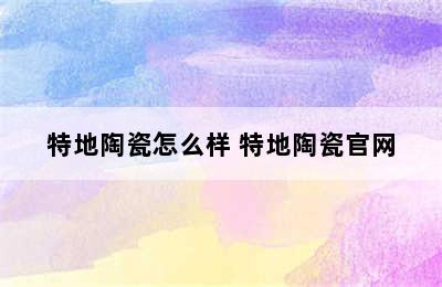 特地陶瓷怎么样 特地陶瓷官网